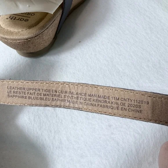Earth Origins Kendra Khloe Sapphire Blue Leather Wedge Sandals Womens 11M New - Picture 4 of 12